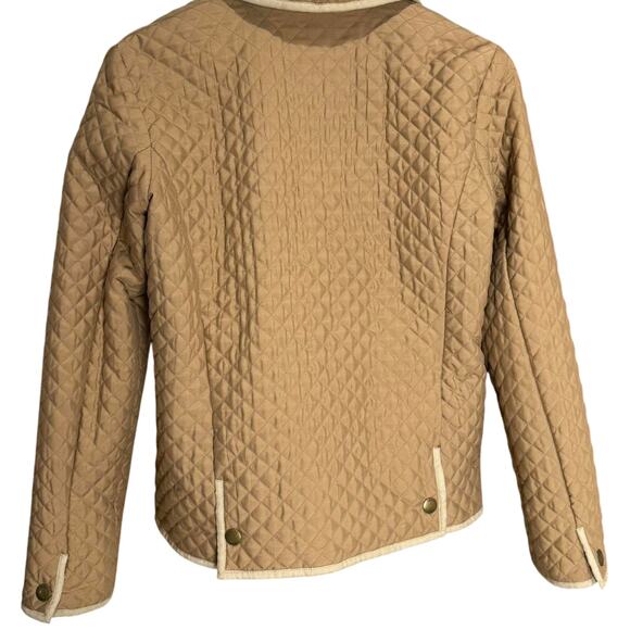 Women's Raulph Lauren Chaps Est 1978 Light Brown Camel Color Quilted Jacket Coat - Picture 2 of 6